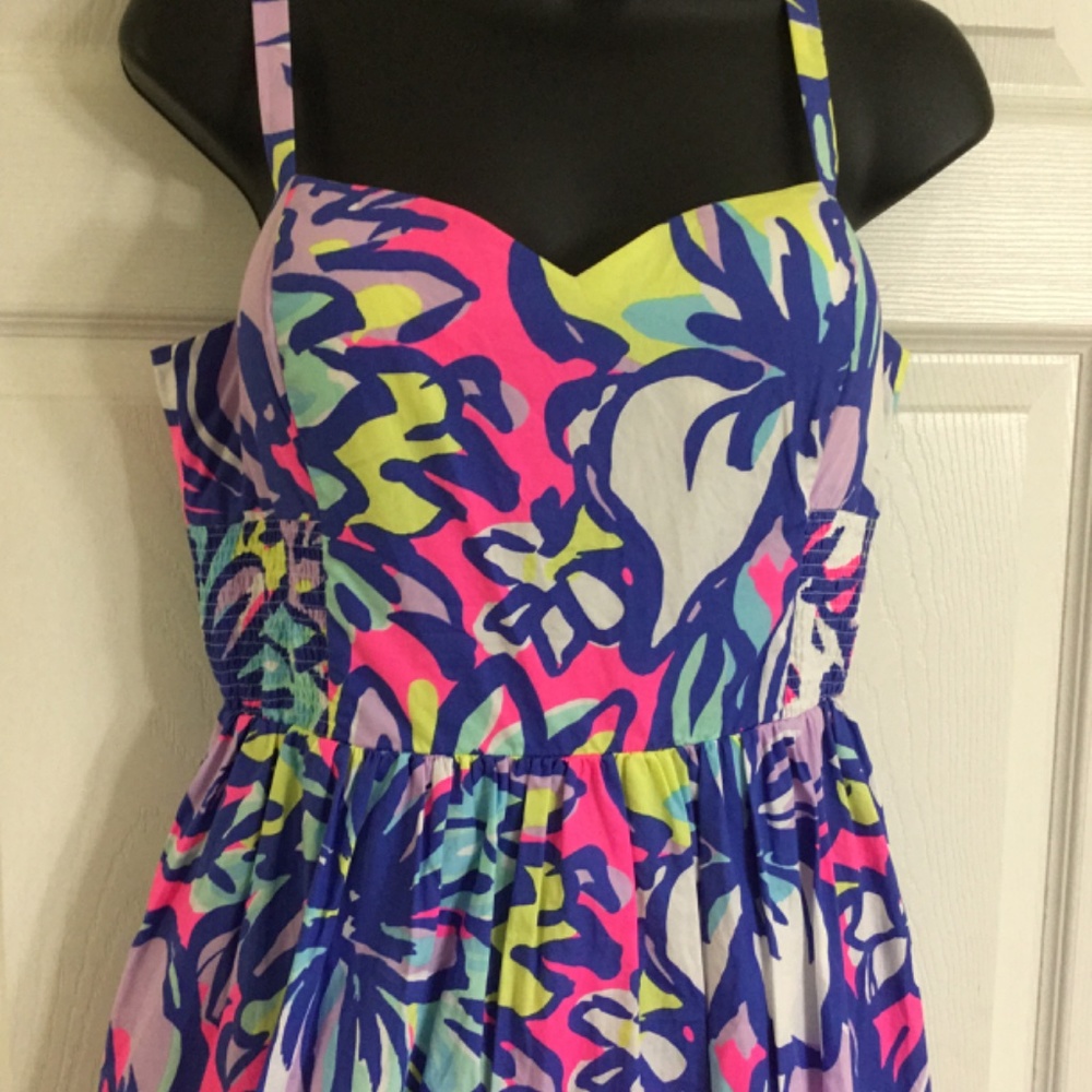 Lilly Pulitzer Floral Midi Dress in Pink, Blue, Green, Lavender - Picture 2 of 12
